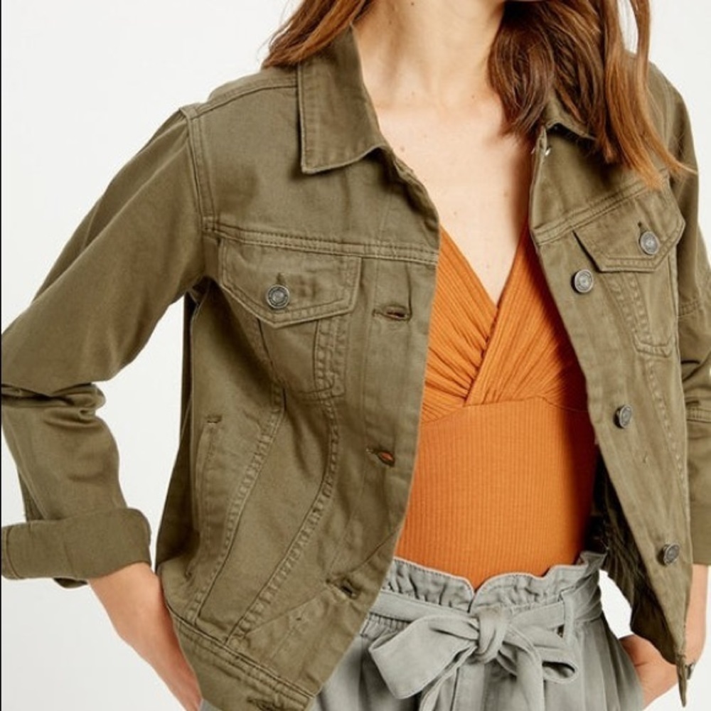 DG2 Diane Gilman Taupe Denim Stretch Jacket Small S